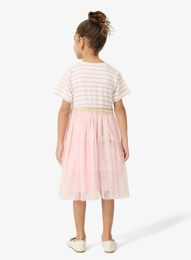 Pinata  Pink Stripe Tulle Dress for Women | Best Price UAE